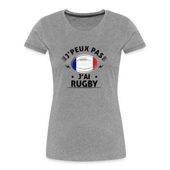 J'peux pas j'ai rugby - T-shirt bio Premium Femme - gris chiné - Devant - Mia (176cm)