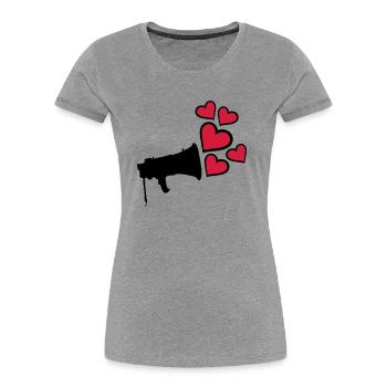 Cher Megafon Heart Design - T-shirt bio Premium Femme - gris chiné - Devant - Mia (176cm)
