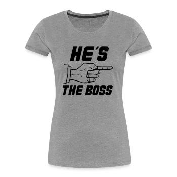 C’est le patron - T-shirt bio Premium Femme - gris chiné - Devant - Mia (176cm)