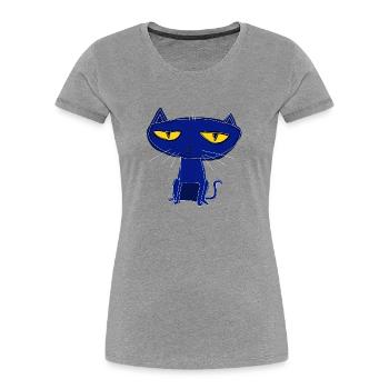 sad blue cat - Women's Premium Organic T-Shirt - heather grey - Front - Mia (176cm)