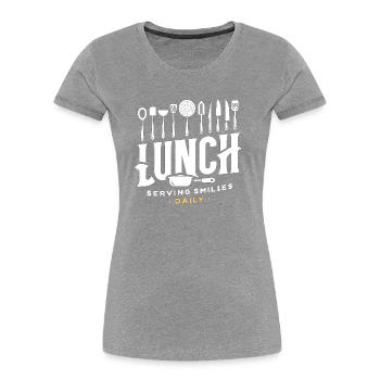 Mittagessen Täglich ein Lächeln servieren - Frauen Premium Bio T-Shirt - Grau meliert - Vorne - Mia (176cm)
