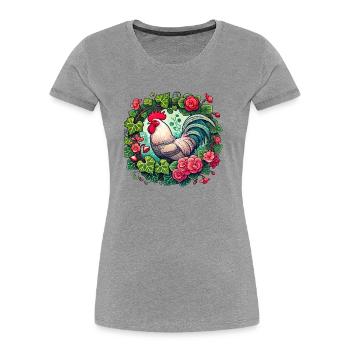 Rooster - Women's Premium Organic T-Shirt - heather grey - Front - Mia (176cm)