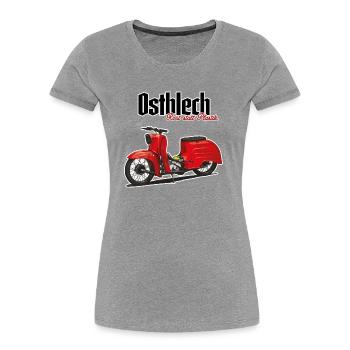 Schwalbe (rot / Ostblech) // Illustration - Frauen Premium Bio T-Shirt - Grau meliert - Vorne - Mia (176cm)