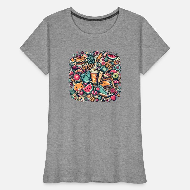 Collage coloré de délices et d’objets d’été T-shirt bio Premium Femme