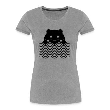 Das Nilpferd - Frauen Premium Bio T-Shirt - Grau meliert - Vorne - Mia (176cm)