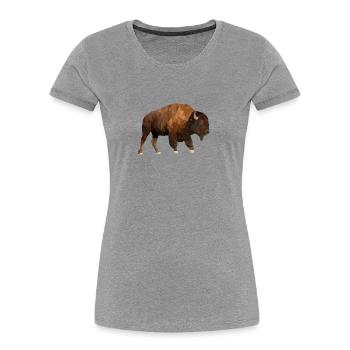 Bison - LowPoly - T-shirt bio Premium Femme - gris chiné - Devant - Mia (176cm)