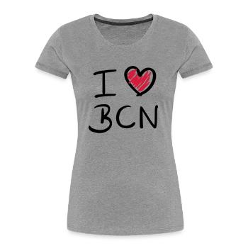 i love bcn - barcelona - Frauen Premium Bio T-Shirt - Grau meliert - Vorne - Mia (176cm)