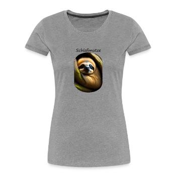 schlafendes Faultier - Frauen Premium Bio T-Shirt - Grau meliert - Vorne - Mia (176cm)