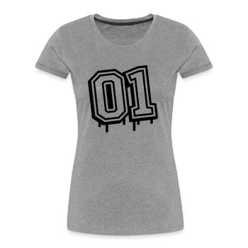 01 eins nummer - Frauen Premium Bio T-Shirt - Grau meliert - Vorne - Mia (176cm)