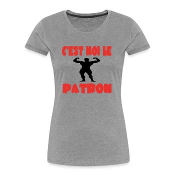 C'est moi le patron - T-shirt bio Premium Femme - gris chiné - Devant - Mia (176cm)