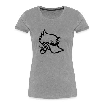Smoking Duck - T-shirt bio Premium Femme - gris chiné - Devant - Mia (176cm)