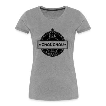 elu chouchou - T-shirt bio Premium Femme - gris chiné - Devant - Mia (176cm)