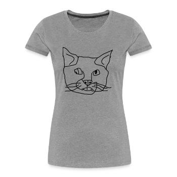 Katze - Frauen Premium Bio T-Shirt - Grau meliert - Vorne - Mia (176cm)