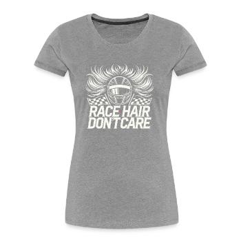 Ethnie Hair Don't Care - Frauen Premium Bio T-Shirt - Grau meliert - Vorne - Mia (176cm)