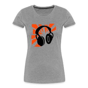 Son Explosé - T-shirt bio Premium Femme - gris chiné - Devant - Mia (176cm)
