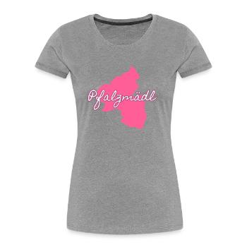Pfalzmädel,Rheinland-Pfalz, Pfälzer, Pfalz - Frauen Premium Bio T-Shirt - Grau meliert - Vorne - Mia (176cm)
