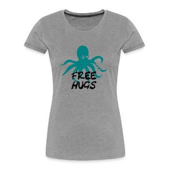 free hugs - Frauen Premium Bio T-Shirt - Grau meliert - Vorne - Mia (176cm)