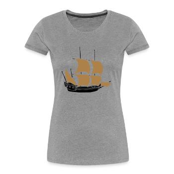 ship - T-shirt bio Premium Femme - gris chiné - Devant - Mia (176cm)