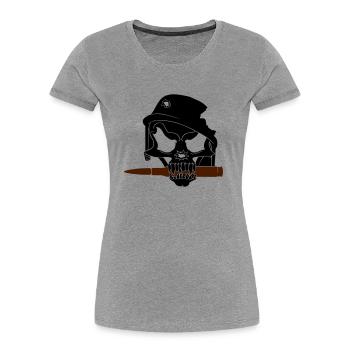 soldier_skull - T-shirt bio Premium Femme - gris chiné - Devant - Mia (176cm)