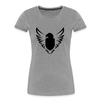 eagle-bird-ecuson-bouclier-shild-wing-01 - T-shirt bio Premium Femme - gris chiné - Devant - Mia (176cm)
