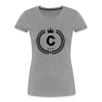 Armoiries C - T-shirt bio Premium Femme - gris chiné - Devant - Mia (176cm)