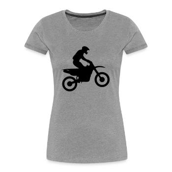 Motocycliste - T-shirt bio Premium Femme - gris chiné - Devant - Mia (176cm)