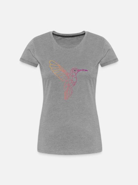 Kolibri geometrisch - Frauen Premium Bio T-Shirt - Grau meliert
