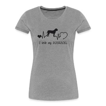 Boerboel mit Herzschlag - Frauen Premium Bio T-Shirt - Grau meliert - Vorne - Mia (176cm)