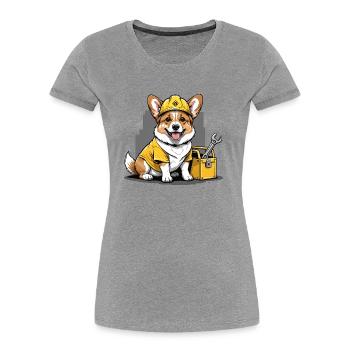 Dog Construction Worker Dog Dog Love Gift - Women's Premium Organic T-Shirt - heather grey - Front - Mia (176cm)