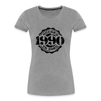 1990 - Second to None - Frauen Premium Bio T-Shirt - Grau meliert - Vorne - Mia (176cm)