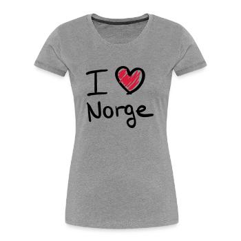 i_love_norge__f2 - Frauen Premium Bio T-Shirt - Grau meliert - Vorne - Mia (176cm)