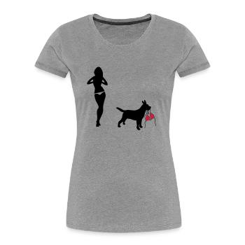 hund - Frauen Premium Bio T-Shirt - Grau meliert - Vorne - Mia (176cm)