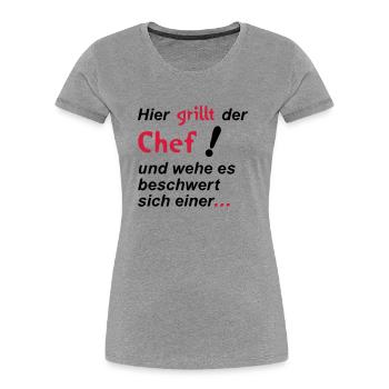 Here grilling the chef - Women's Premium Organic T-Shirt - heather grey - Front - Mia (176cm)