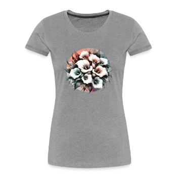 Calla-Lilien gezeichnet - Frauen Premium Bio T-Shirt - Grau meliert - Vorne - Mia (176cm)