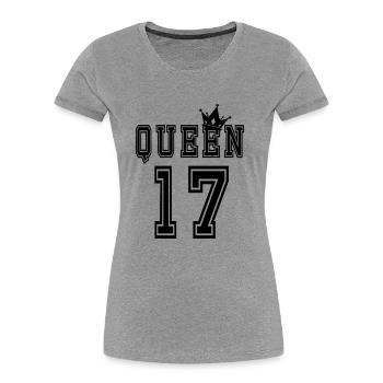 queen 17 - Frauen Premium Bio T-Shirt - Grau meliert - Vorne - Mia (176cm)