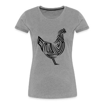 Huhn Tribal Tattoo - Frauen Premium Bio T-Shirt - Grau meliert - Vorne - Mia (176cm)