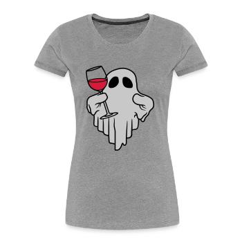 Wein trinkender Geist Comic - Frauen Premium Bio T-Shirt - Grau meliert - Vorne - Mia (176cm)