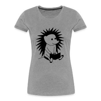 Hedgehog Reads Book Illustration Gift - Women's Premium Organic T-Shirt - heather grey - Front - Mia (176cm)