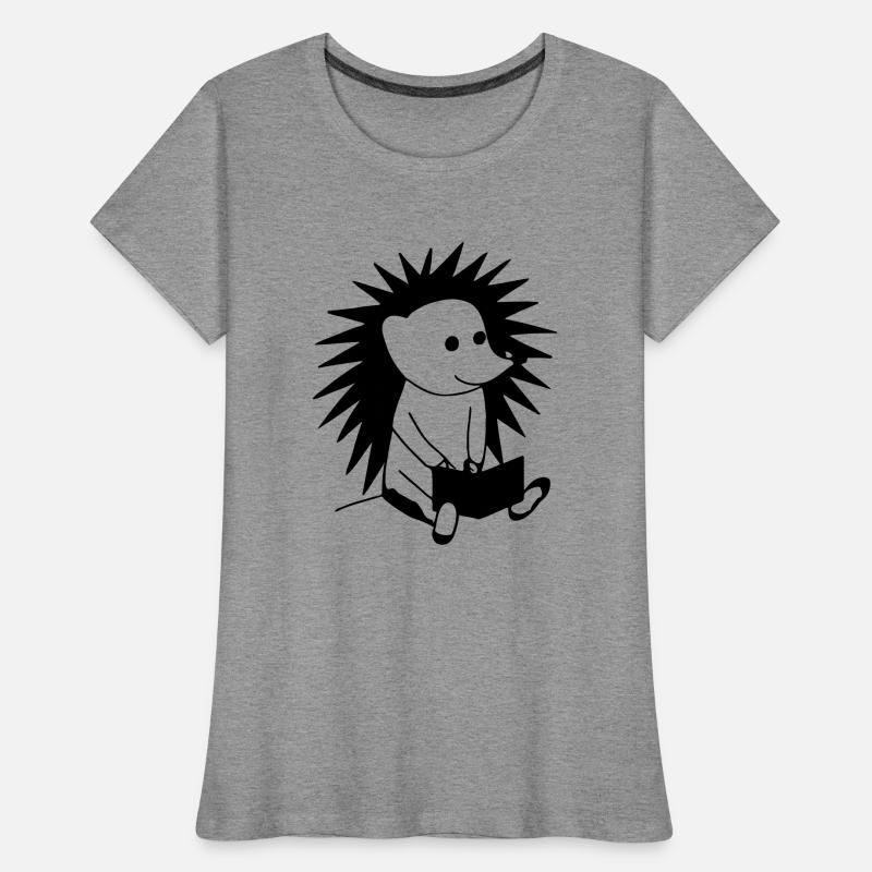 Igel liest Buch Illustration Geschenk Frauen Premium Bio T-Shirt
