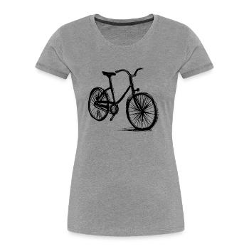 Fahrrad Gekritzel Fahrräder Radfahren Silhouette 5 - Frauen Premium Bio T-Shirt - Grau meliert - Vorne - Mia (176cm)