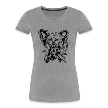 CHIEN CHINOIS À CRÊTE sans poils Hunde Hund Wilsigns - T-shirt bio Premium Femme - gris chiné - Devant - Mia (176cm)