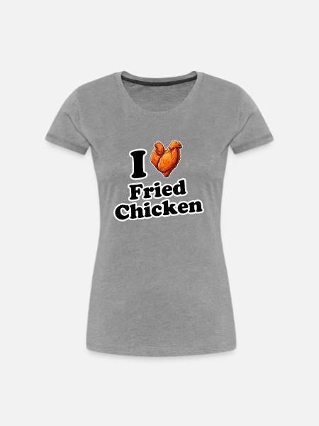 Ich liebe Brathähnchen - Frauen Premium Bio T-Shirt - Grau meliert