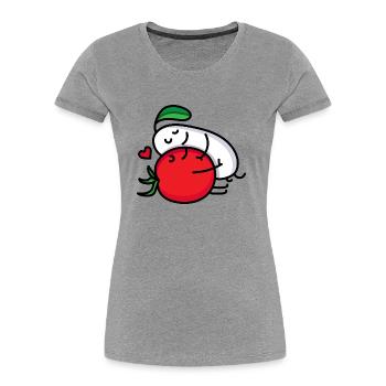 Tomate und Mozzarella Paar - Frauen Premium Bio T-Shirt - Grau meliert - Vorne - Mia (176cm)