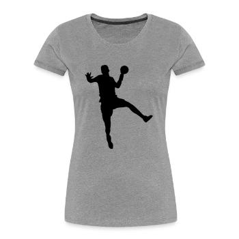 handball - T-shirt bio Premium Femme - gris chiné - Devant - Mia (176cm)