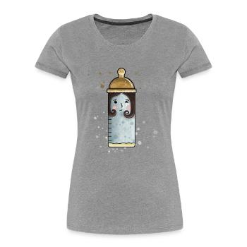 Milchflasche - Frauen Premium Bio T-Shirt - Grau meliert - Vorne - Mia (176cm)