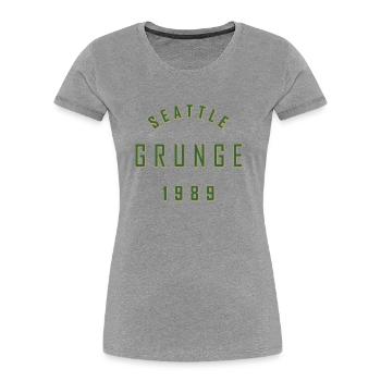 SEATTLE GRUNGE - Frauen Premium Bio T-Shirt - Grau meliert - Vorne - Mia (176cm)