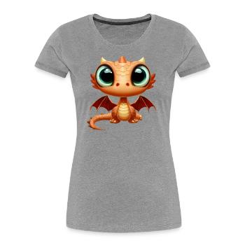 Big Eyed Dragon - Women's Premium Organic T-Shirt - heather grey - Front - Mia (176cm)