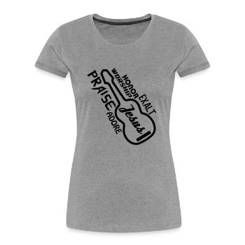 Lob - Ruhm - Frauen Premium Bio T-Shirt - Grau meliert - Vorne - Mia (176cm)