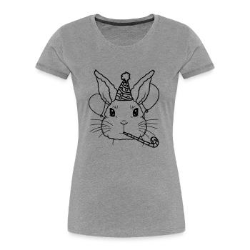 Rabbit Tröte Party Hat Birthday Child - Women's Premium Organic T-Shirt - heather grey - Front - Mia (176cm)