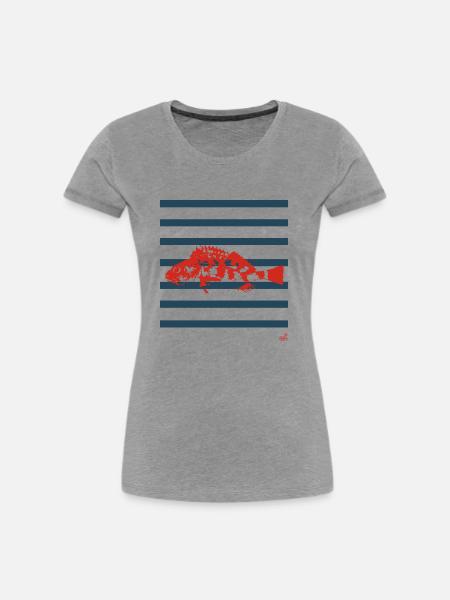 Drachenkopf - Frauen Premium Bio T-Shirt - Grau meliert